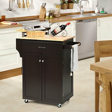 Utility Rolling Storage Cabinet Kitchen Island Cart With Spice Rack