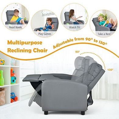 Ergonomic Pu Leather Kids Recliner Lounge Sofa For 3-12 Age Group