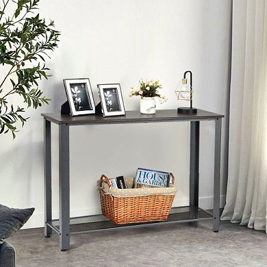 Metal Frame Wood  Console Sofa Table With Storage Shelf