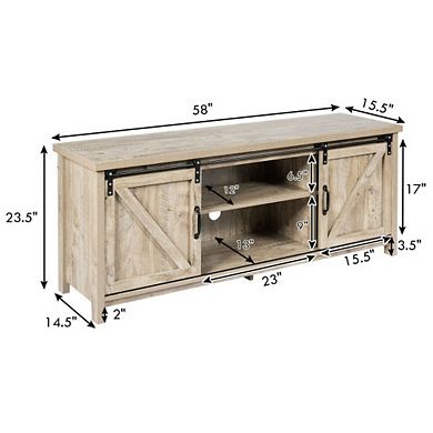 Tv Stand Media Center Console Cabinet With Sliding Barn Door