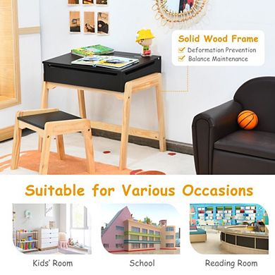 Kids Activity Table And Chair Set With Storage Space For Homeschooling