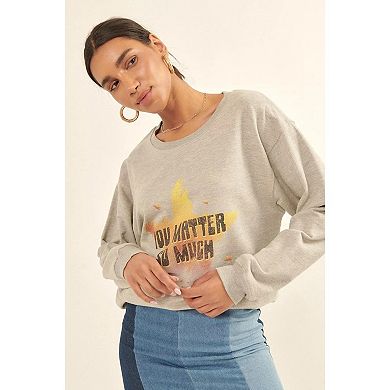 Vintage-style, Multicolor Star French Terry Knit Graphic Sweatshirt