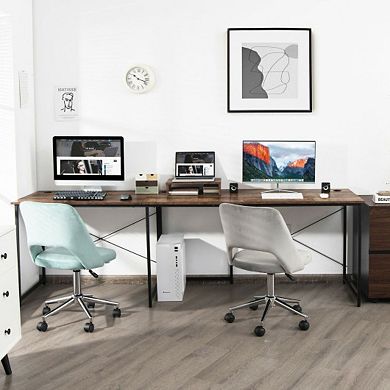 2-person L-shaped Long Reversible Computer Desk With Monitor Stand