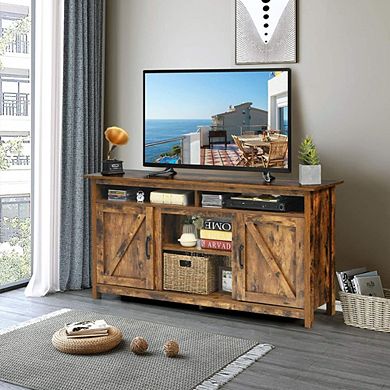 Industrial Tv Stand Entertainment Center With Shelve And Cabinet-brown
