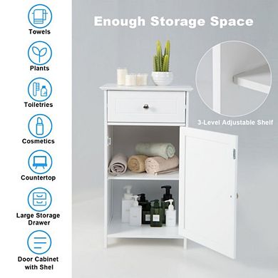 White Storage Cabinet Bathroom Organizer