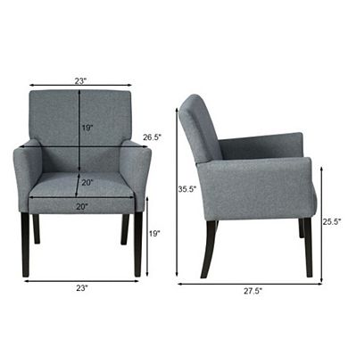 Hivvago Fabric Upholstered Executive Guest Armchair With Rubber Wood Legs