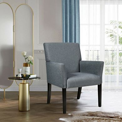 Hivvago Fabric Upholstered Executive Guest Armchair With Rubber Wood Legs