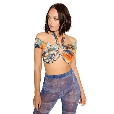 Crop Halter Top, Self-tie