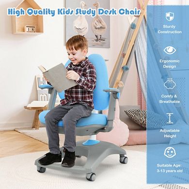 Kids Adjustable Height Depth Study Desk Chair With Sit-brake Casters