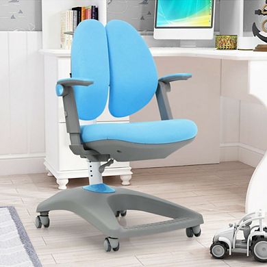 Kids Adjustable Height Depth Study Desk Chair With Sit-brake Casters