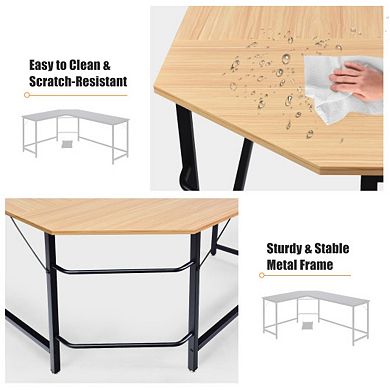 L-shaped Corner Computer Desk With Cpu Stand And Spacious Surface