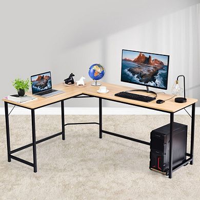 L-shaped Corner Computer Desk With Cpu Stand And Spacious Surface