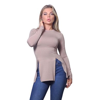 Sleek & Chic Fall Long Sleeve Slitted Top