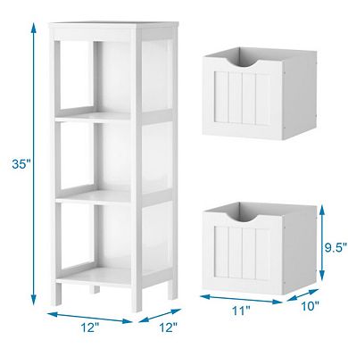 Floor Multifunction Bathroom Storage Organizer Rack With 2 Drawers