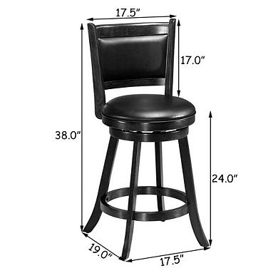 2 Pieces 24 Inches Swivel Counter Stool Dining Chair Upholstered Seat