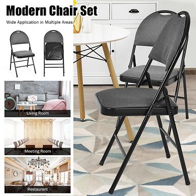 6 Pack Folding Chairs Portable Padded Office Kitchen Dining Chairs