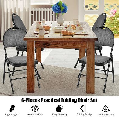 6 Pack Folding Chairs Portable Padded Office Kitchen Dining Chairs