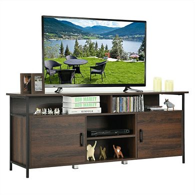 Wood Tv Stand Entertainment Media Center Console With Storage Cabinet