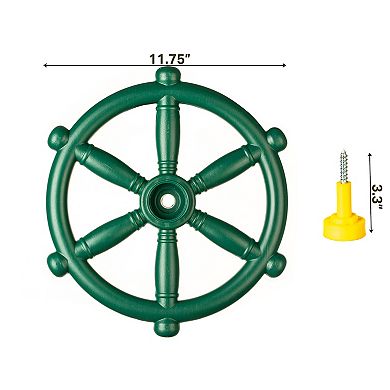 Green and Yellow Outdoor Playground Captain Pirate Ship Wheel, Playground Accessories Steering Wheel