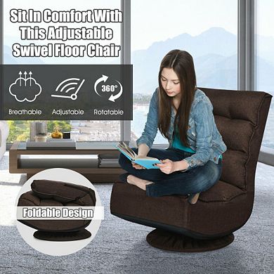 360-degree Swivel Folding Floor Gaming Chair With Adjustable Backrest