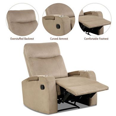 Recliner Chair Single Sofa Lounger With Arm Storage And Cup Holder For Living Room