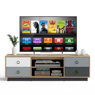 Modern Tv Stand With 2 Storage Cabinets For Tvs Up To 60 Inch