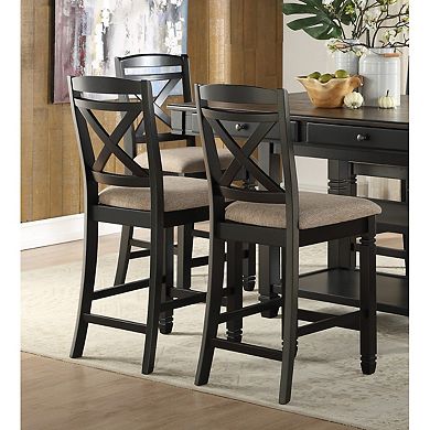 Transitional Style Counter Height Dining Set 7 Piece Table W Display Shelves Drawers And 6x Count