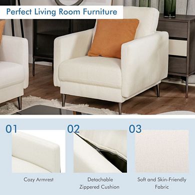 Modern Upholstered Accent Chair With Removable Backrest Cushion