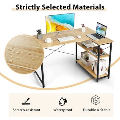 48 Inch Reversible L Shaped Computer Desk With Adjustable Shelf