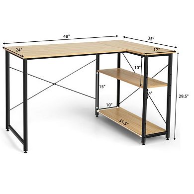 48 Inch Reversible L Shaped Computer Desk With Adjustable Shelf