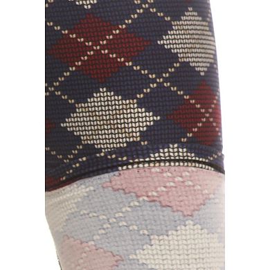 Plus Size Plaid Graphic Printed Knit Legging With Elastic Waist Detail