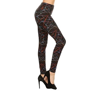Scribble Print, High Waist Leggings In A Fitted Style With And Elastic Waist