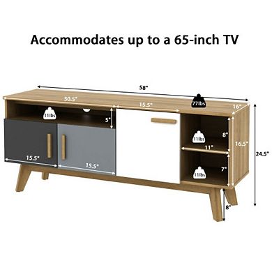 Tv Stand With 3 Storage Cabinets And 3 Open Shelves