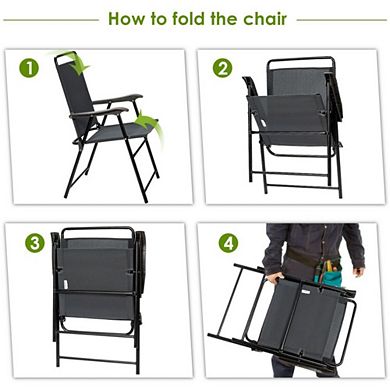 4 Pieces Portable Outdoor Folding Chair With Armrest