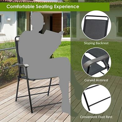 4 Pieces Portable Outdoor Folding Chair With Armrest