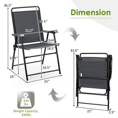 4 Pieces Portable Outdoor Folding Chair With Armrest