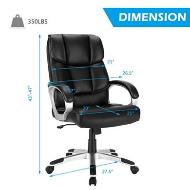 Big And Tall Adjustable High Back Leather Executive Computer Desk Chair