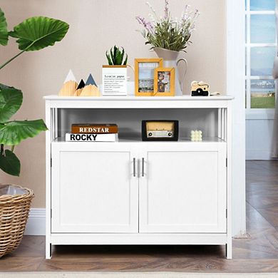Kitchen Buffet Server Sideboard Storage Cabinet With 2 Doors And Shelf