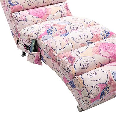 F.C Design Linen Chaise Lounge Indoor Chair -  Modern Long Lounger for Office or Living Room