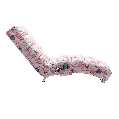 F.C Design Linen Chaise Lounge Indoor Chair -  Modern Long Lounger for Office or Living Room