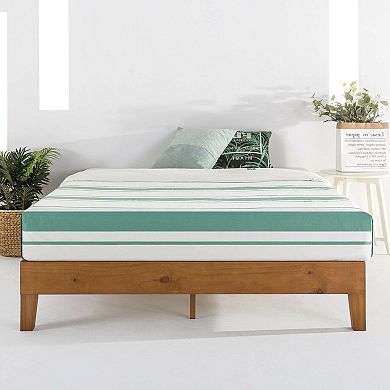 Queen Size Mid-century Modern Solid Wood Platform Bed Frame In Natural