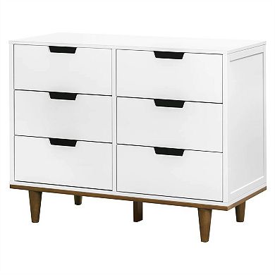 Modern Mid-century Style 6-drawer Double Dresser
