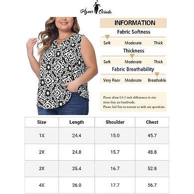 Plus Size Top For Women Sleeveless Floral Print V Neck Tunic Tank Tops Blouse Shirts