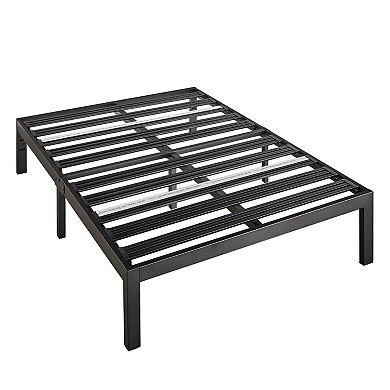 Queen Size Metal Platform Bed Frame With 3.86 Inch Wide Heavy Duty Steel Slats