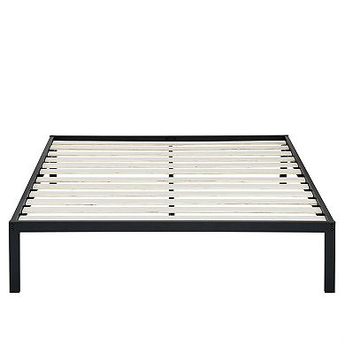 Queen Size Steel Metal Platform Bed Frame With Wood Slats