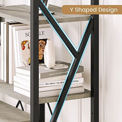 Triple Wide 5 Tier Book Shelf, Tall Bookshelf with Open Display Shelves