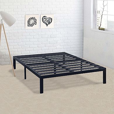 California King Metal Platform Bed Frame With Heavy Duty Slats