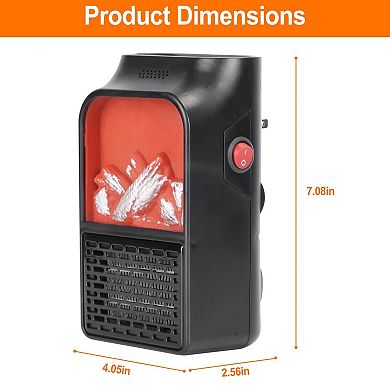 Black, 800w Plug-in Wall Outlet Space Heater