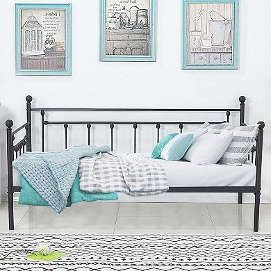 Twin Size Classic Black Metal Daybed Frame