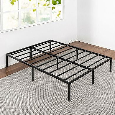 Queen Size Sturdy Black Metal Platform Bed Frame With Headboard Attachments